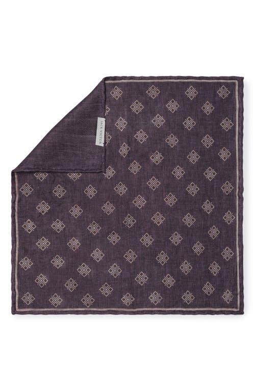 Jack Victor Riverview Reversible Silk Pocket Square in Purple 