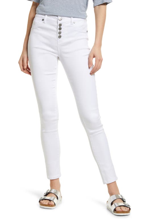1822 Denim Butter Exposed Button Fly Skinny Jeans White at Nordstrom,