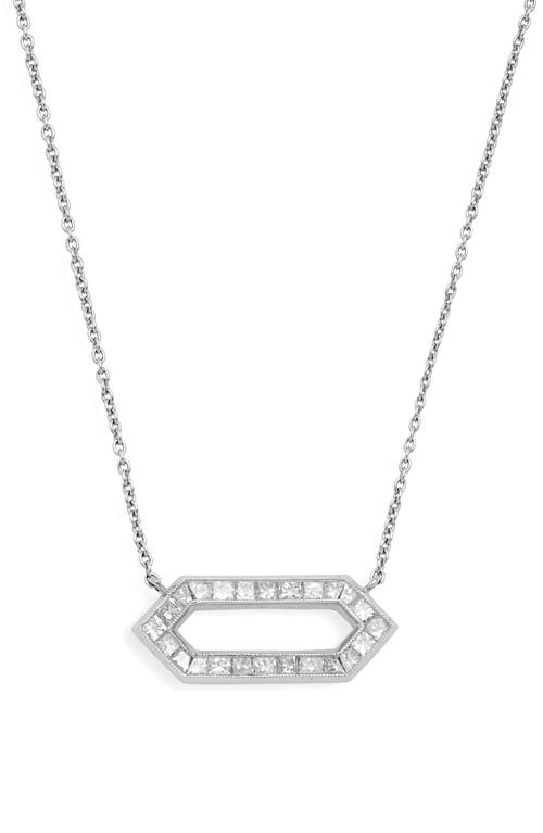 Silhouette Diamond Hexagon Pendant Necklace in White Gold/Diamond
