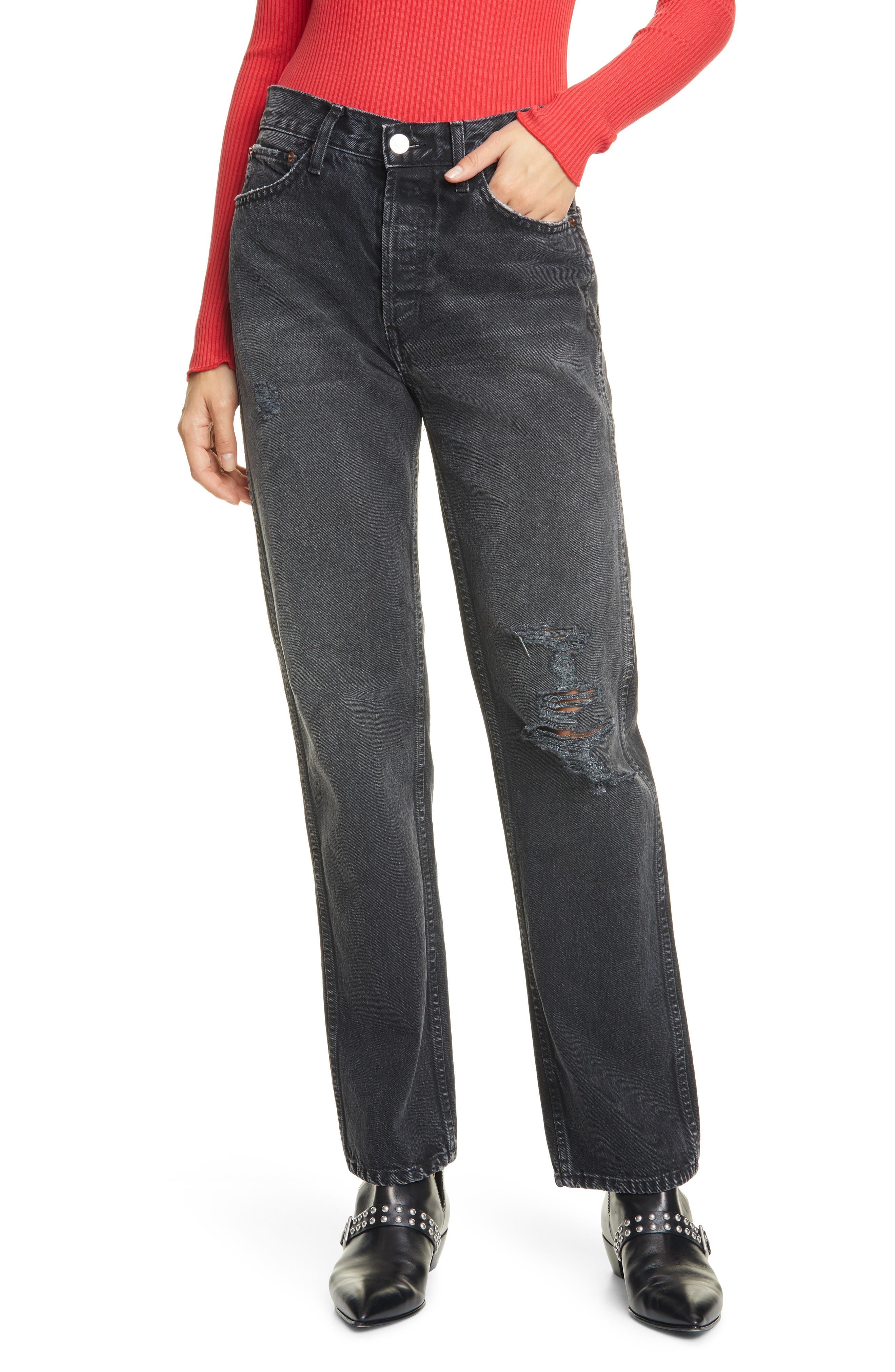 high waist loose straight jeans