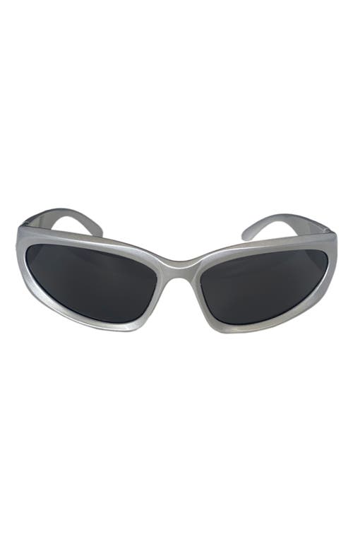 Fifth & Ninth Racer 72mm Polarized Wraparound Sunglasses in Silver/Black