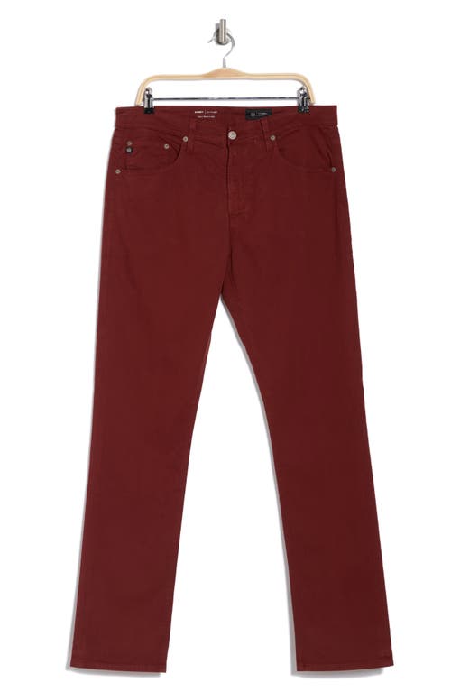 Ag Everett Sueded Stretch Sateen Slim Straight Leg Pants In Dark Sangria