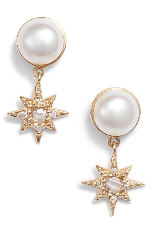 Anzie Pearl & Diamond Drop Earrings In Gold