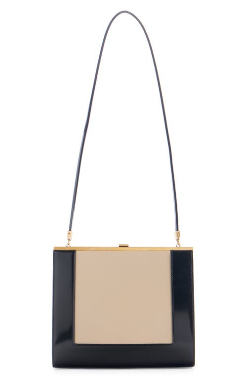 Saint Laurent Small Sac Colorblock Leather Shoulder Bag In Sea Salt/nero