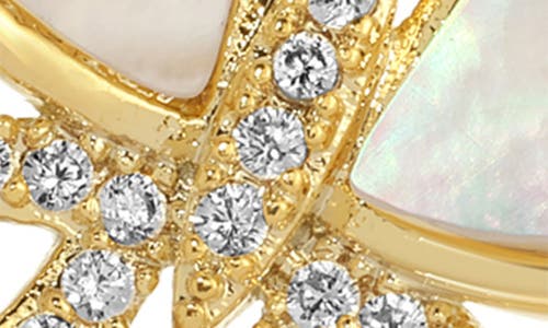 Eye Candy Los Angeles Ariel Cubic Zirconia & Mother-of-pearl Butterfly Stud Earrings In Gold