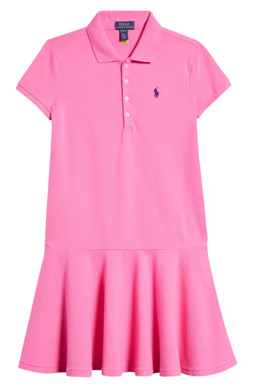 Shop Polo Ralph Lauren Kids' Stretch Cotton Mesh Polo Dress In Baja Pink