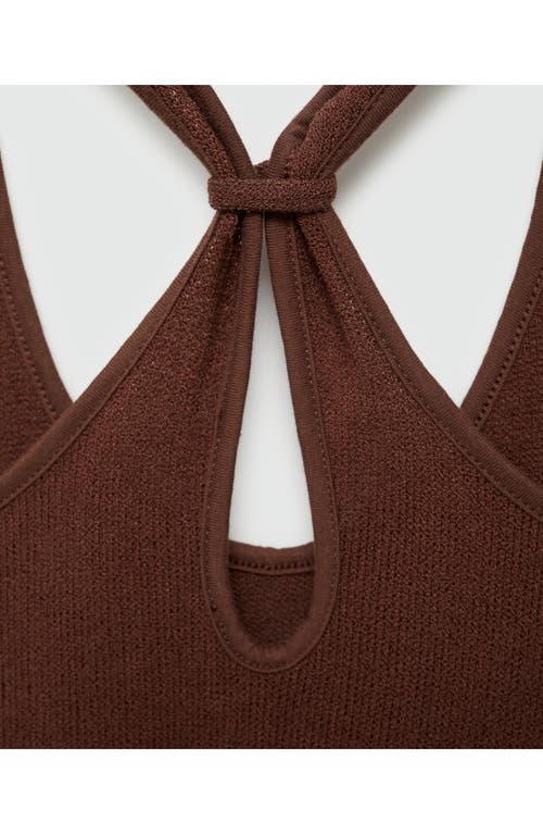 Shop Mango Racerback Knit Dress In Brown