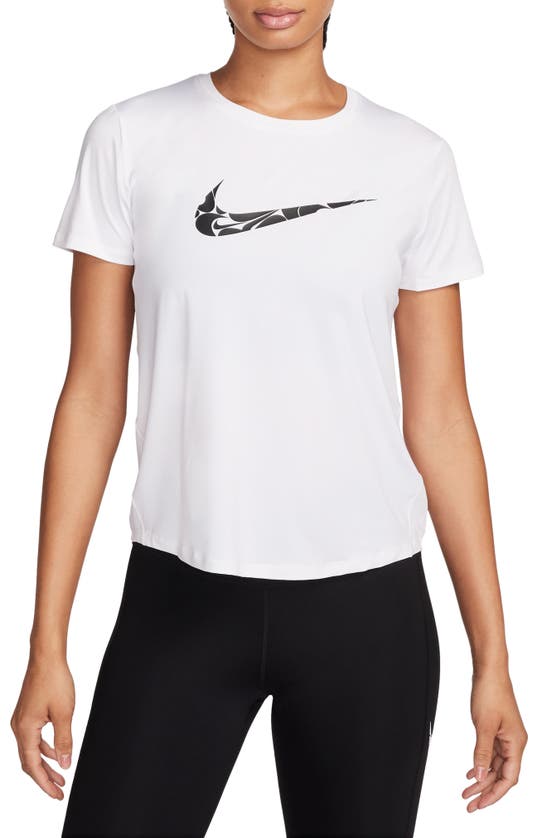 Nike Dri-fit Swoosh Graphic T-shirt In 100 White/ Black