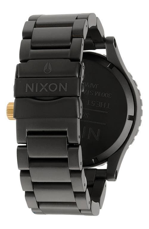 Shop Nixon 51-30 Chronograph Bracelet Watch, 51mm In Matte Black/gold