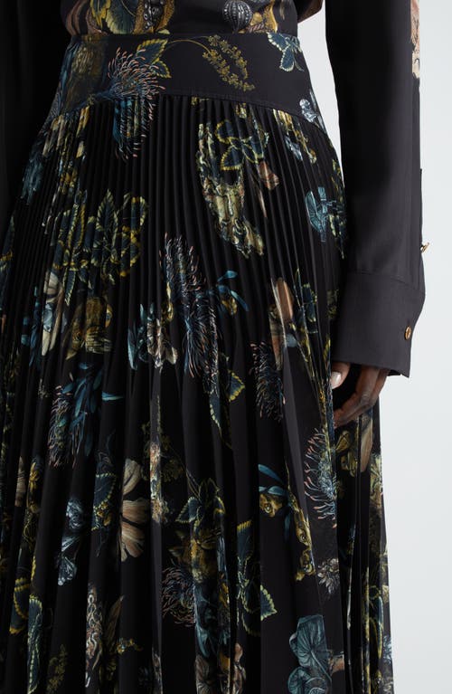 Shop Jason Wu Collection Forest Print Pleated Chiffon Skirt In Black/multi