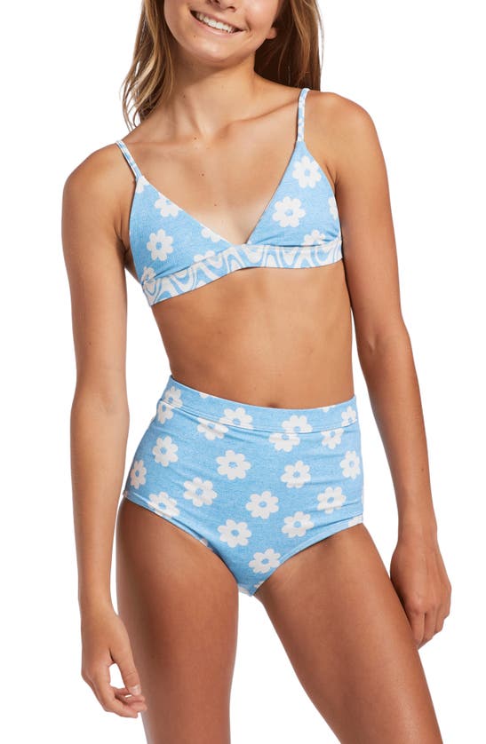 Billabong Kids' Daisy Dreamzs Reversible Two-piece Swimsuit In Summer Sky