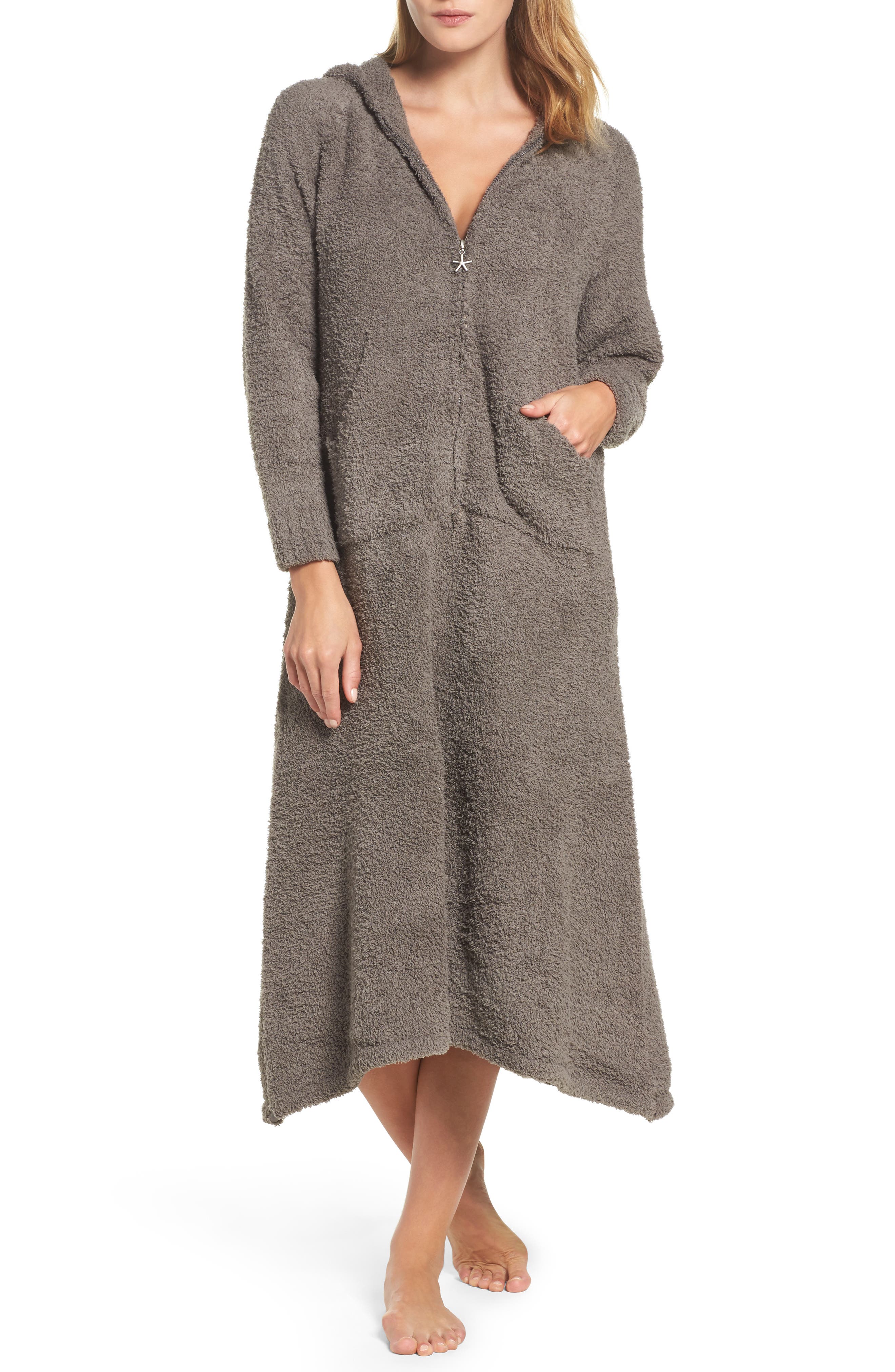 hooded dressing gown with zip