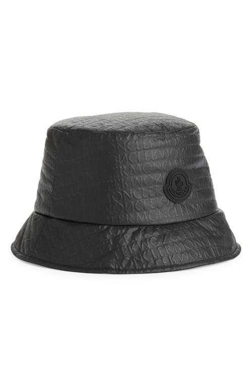 Moncler Logo Embossed Nylon Bucket Hat Black at Nordstrom,