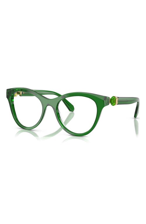 Swarovski 52mm Round Optical Glasses In Transparent Green