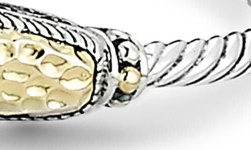 Shop Samuel B. Sterling Silver & Hammered 18k Gold End Bangle In Silver/gold