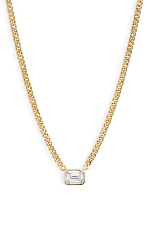 Shymi Fancy Bezel Pendant Necklace In Gold/white/emerald Cut