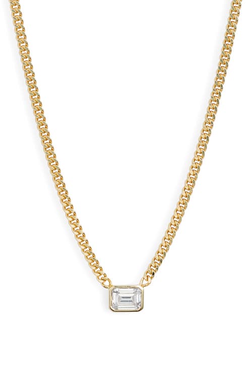 SHYMI Fancy Bezel Pendant Necklace in Gold/White/emerald Cut at Nordstrom, Size 16