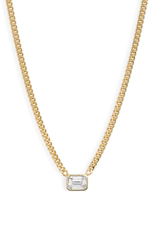 Shymi Fancy Bezel Pendant Necklace In Gold/white/emerald Cut
