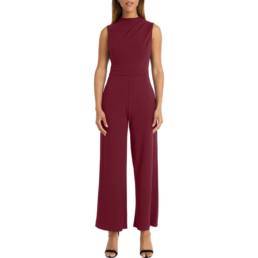 Maggy London Mock Neck Jumpsuit In Arresting Burgundy