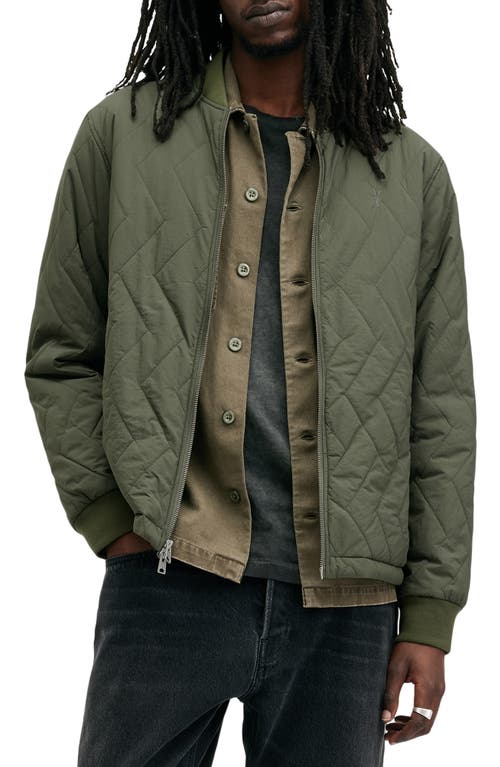 Shop Allsaints Tyk Regular Fit Water Repellent Quilted Jacket In Army Green