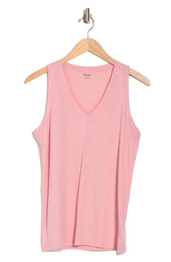 Madewell Whisper Shout Cotton V-neck Tank In Pink Icing