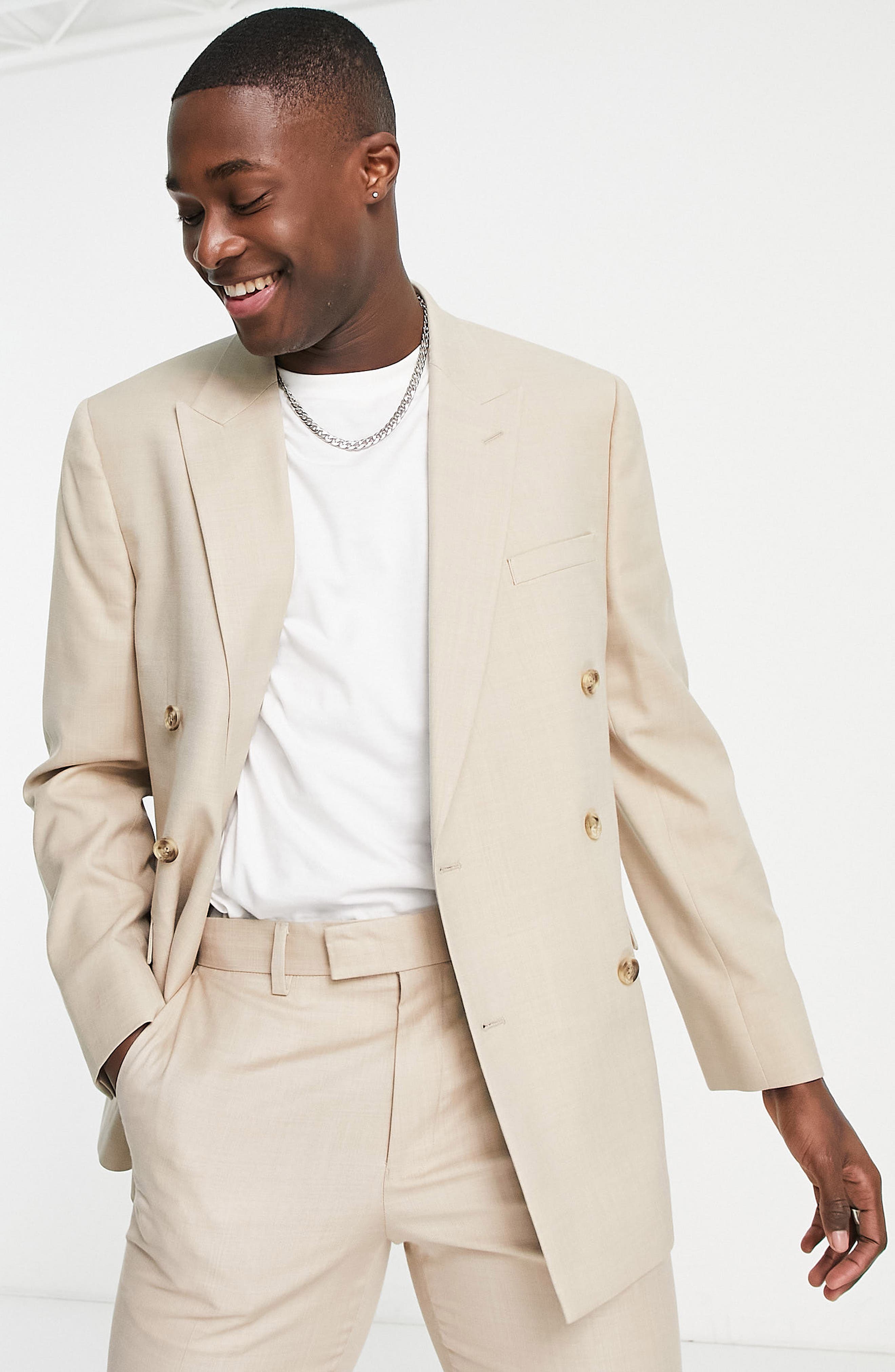 Topman Double Breasted Suit Jacket 