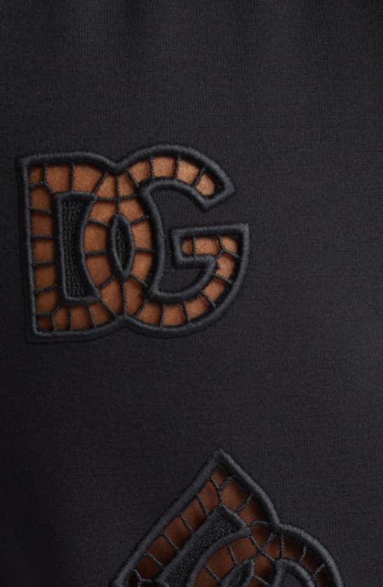 Shop Dolce & Gabbana Eyelet Logo Cotton Blend Joggers In N0000nero