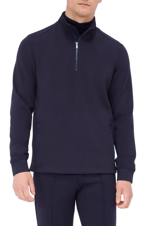 Shop Bugatchi Quarter Zip Performance Pullover In Navy