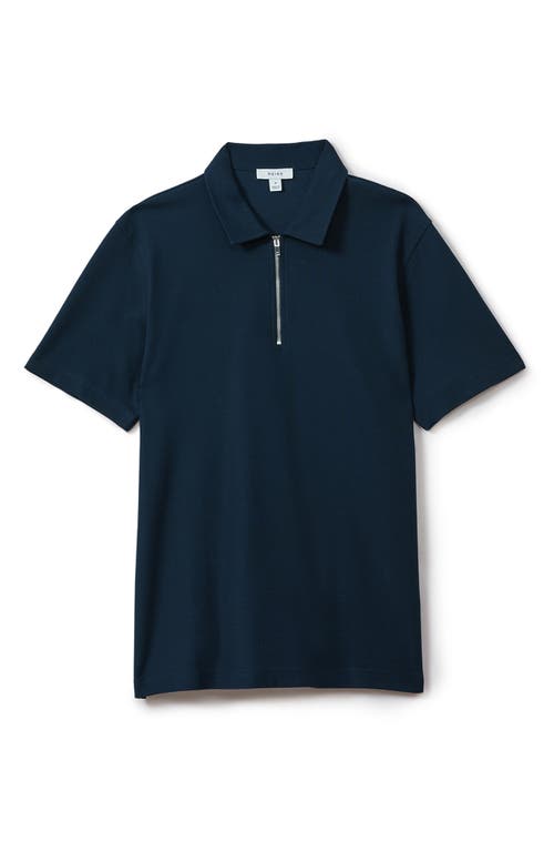 Shop Reiss Cayman Half Zip Polo In Navy