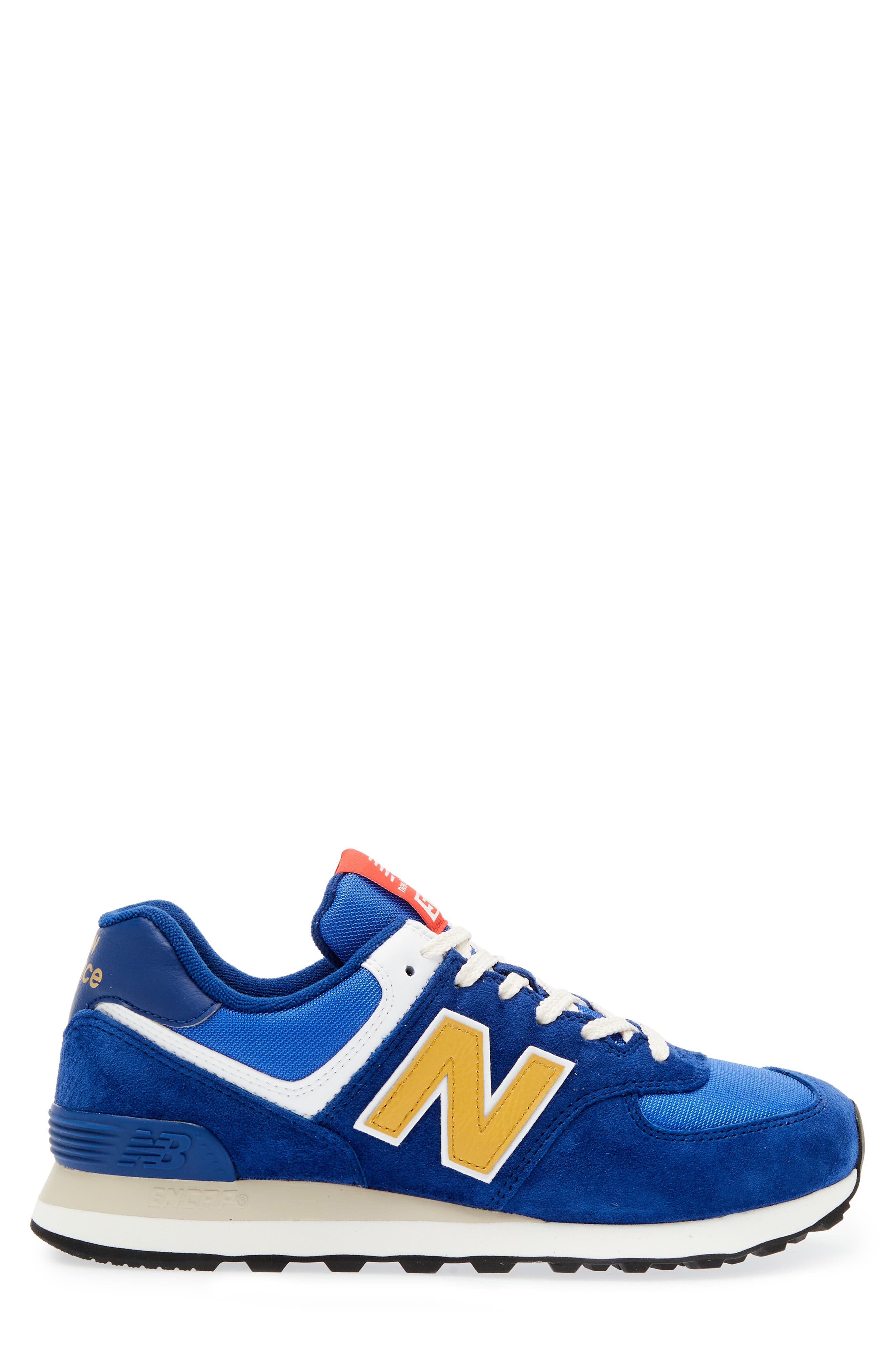 New Balance Gender Inclusive 574 Sneaker in Navy Gold Smart Closet