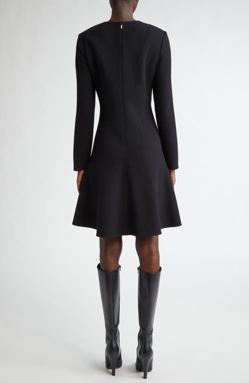 Shop Lafayette 148 New York Long Sleeve Wool Nouveau Crepe Dress In Black