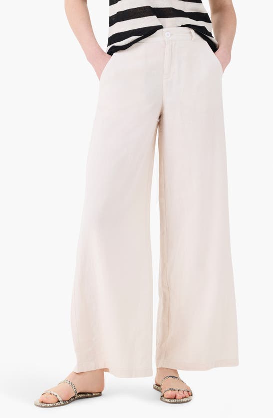 Shop Nic + Zoe Rumba Organic Linen Blend Wide Leg Trousers In Canvas