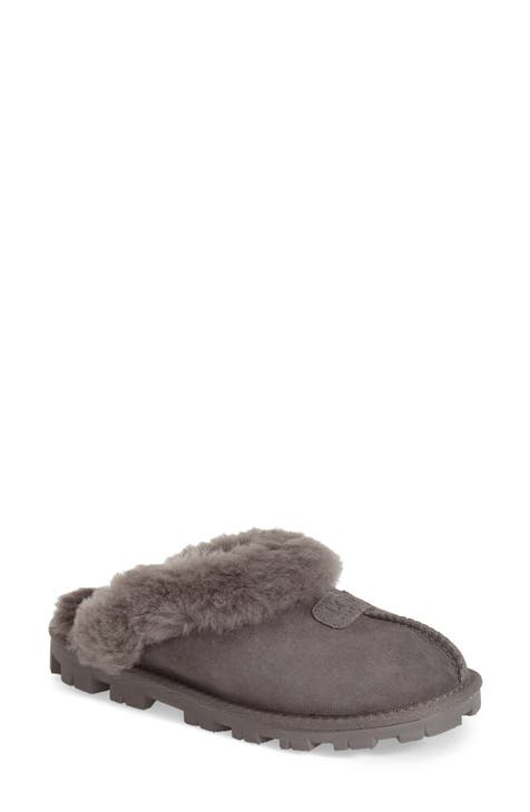 SKIMS Fuzzy Faux Fur Slide Slippers Womens 36 (5.5/6 US) Grey