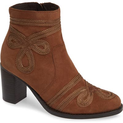 Very Volatile Bordeaux Embroidered Ankle Bootie, Brown