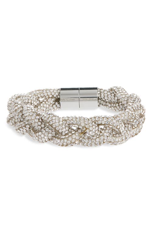 Shop Isabel Marant Yua Crystal Braid Bracelet In Transparent/silver