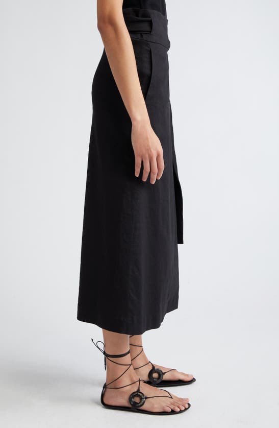 Shop Rohe Róhe Linen Blend Wrap Skirt In Noir