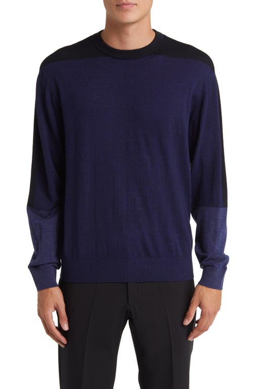 Emporio Armani Tonal Colorblock Wool Sweater Navy at Nordstrom,