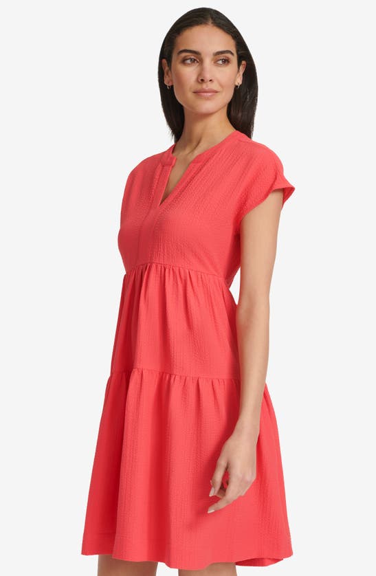 Shop Calvin Klein Gauze A-line Dress In Watermelon