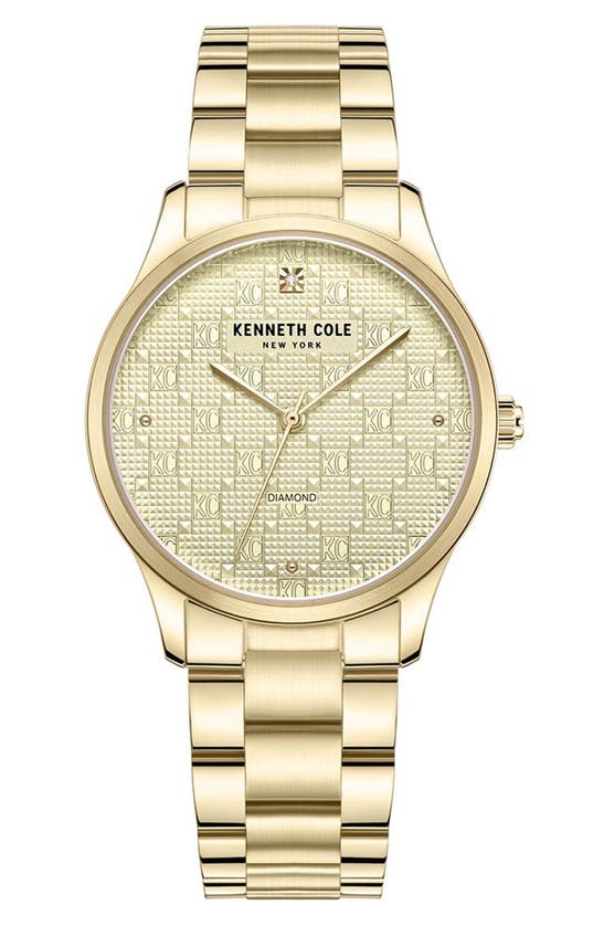 Kenneth Cole Genuine Diamond Bracelet Watch, 34.5mm In Gold