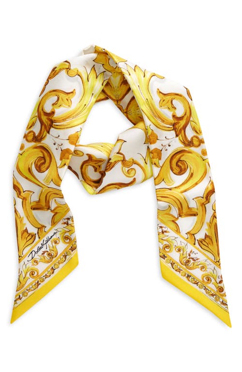 Dolce & Gabbana Dolce&gabbana Majolica Silk Skinny Scarf In Hg3oo Maiolica Fdo.giallo