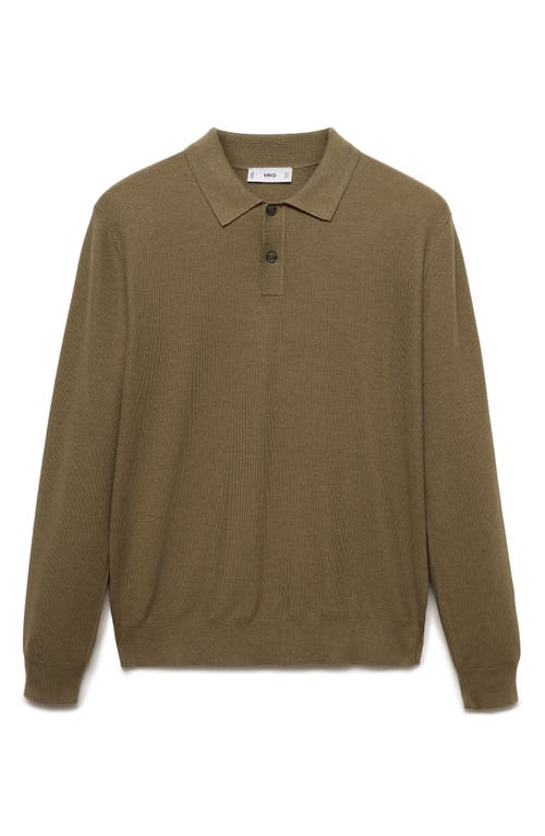 MANGO MANGO STRUCTURED LONG SLEEVE POLO TOP 