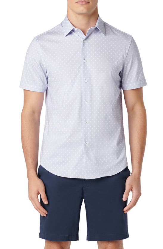 Shop Bugatchi Miles Ooohcotton® Dot Print Short Sleeve Button-up Shirt In Lilac