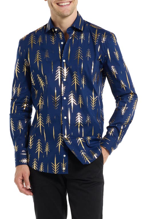 Shop Opposuits Terrific Trees Tailored Fit Dress Shirt In Blue