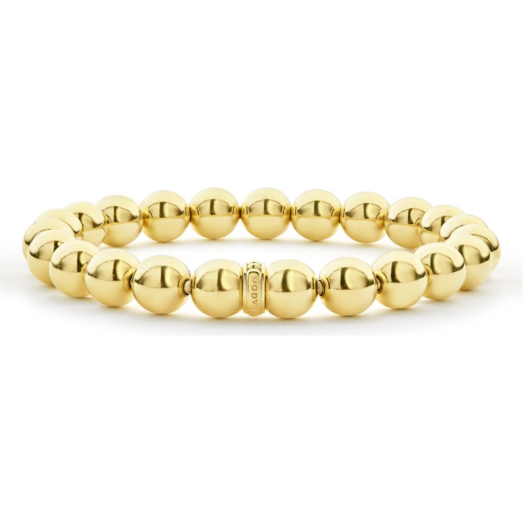 Lagos Signature Caviar Beaded Stretch Bracelet In Gold