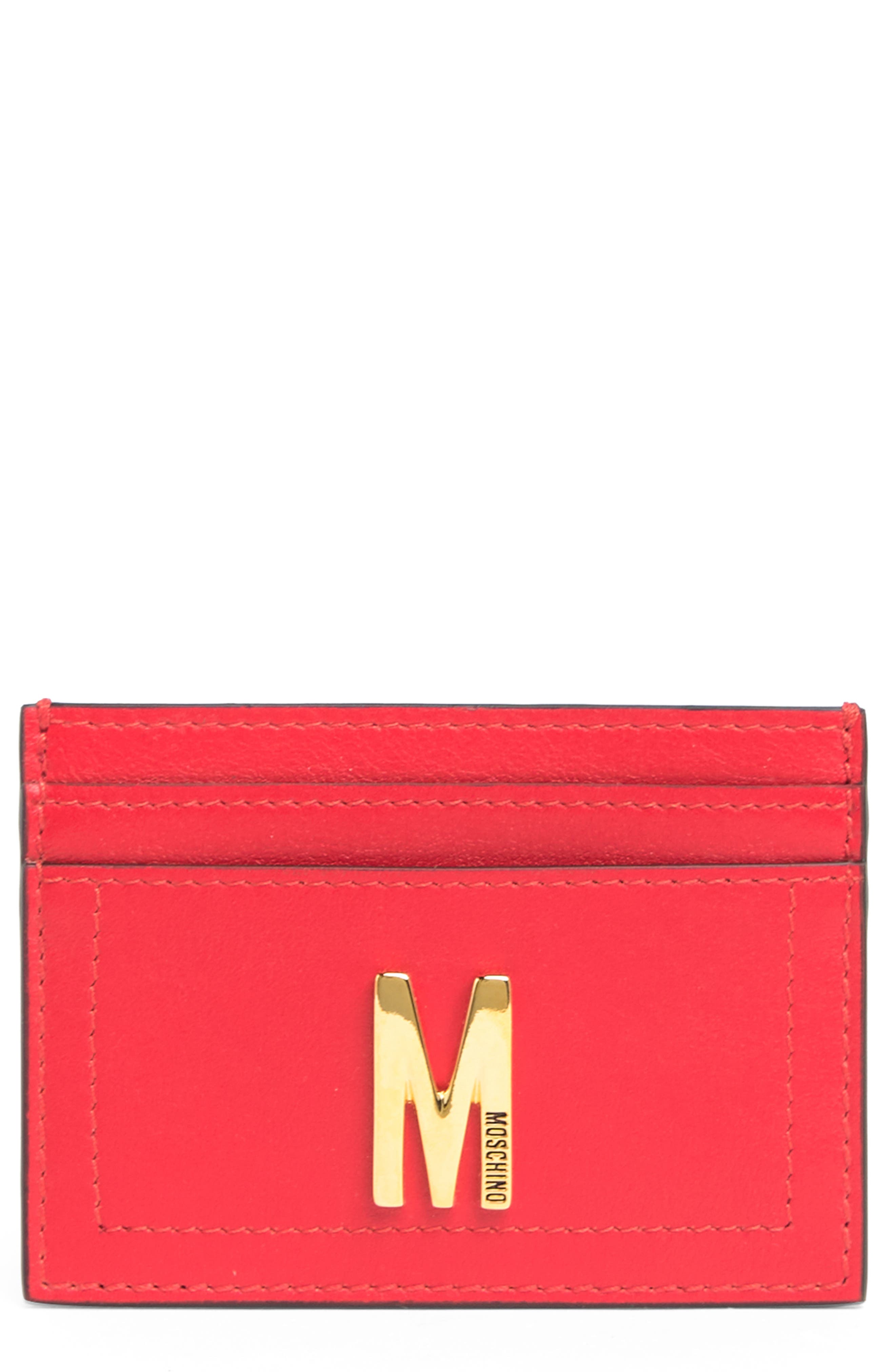 Moschino Moschino Card Holder Logo Leather Women's Black Wallet Insert 