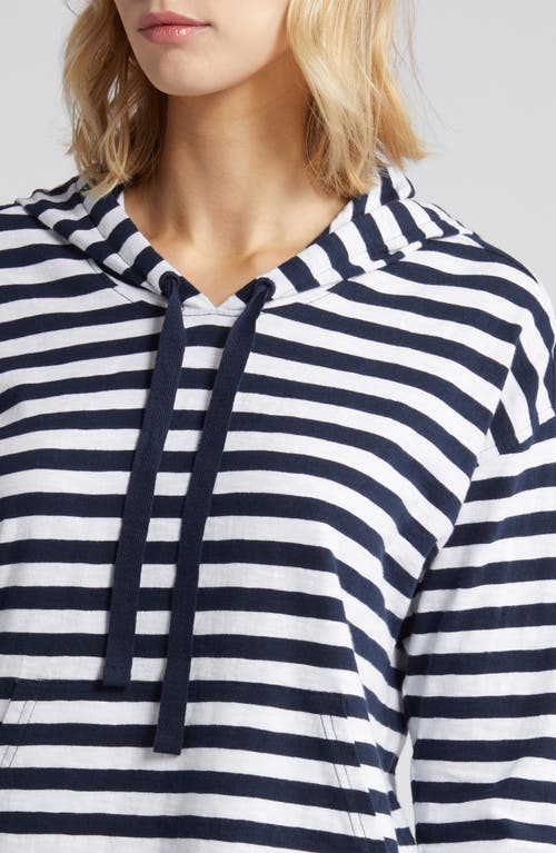 Caslon Organic Cotton Hoodie In Navy Blazer White Charm Stripe