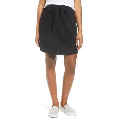Petite Caslon Tie Waist Knit Skirt, Black