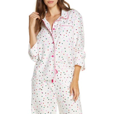 Ban. do Party Dots Flannel Pajama Shirt, White