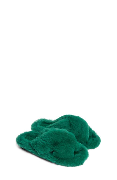 Biba Faux Fur Scuff Slipper in Verdant Green