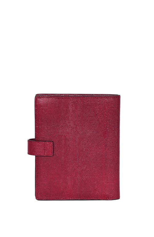Hyer Goods Upcycled Leather Passport Wallet With Zipper Coin Pocket In Cherry Red Lizard
